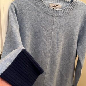 Pur Blue Crew Neck Sweater Timeless Knit Design